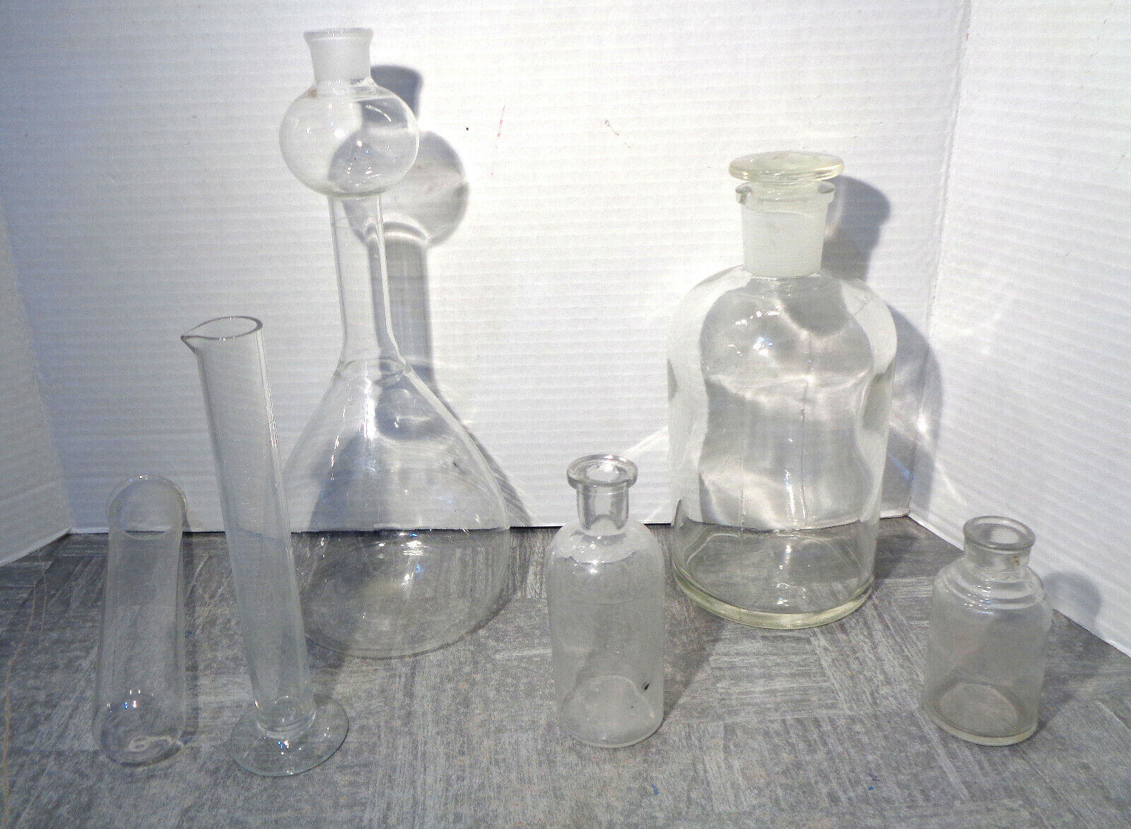 Six Vintage Laboratory Free shipping Bubble Volumetric Py LOT - Limited price sale Bottles Flasks