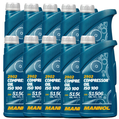 10x1 Liter Kompressorenöl  ISO 100  DIN 51506 Kompressoröl VDL / VCL / VBL 
