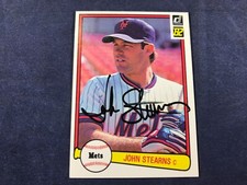 Y3-79 BASEBALL CARD - JOHN STEARNS METS - AUTOGRAPHED -1982 DONRUSS - CARD #434