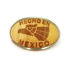 HECHO EN MEXICO Mexican Wood Print Men Fashion Belt Buckle
