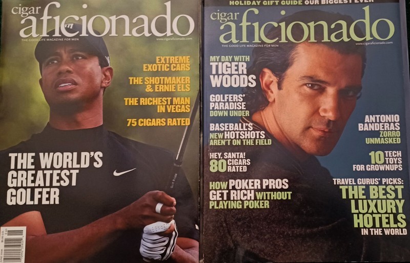 2 Cigar Aficionado Magazine World Greatest Golfer '08 & My Day w Tiger Woods '05