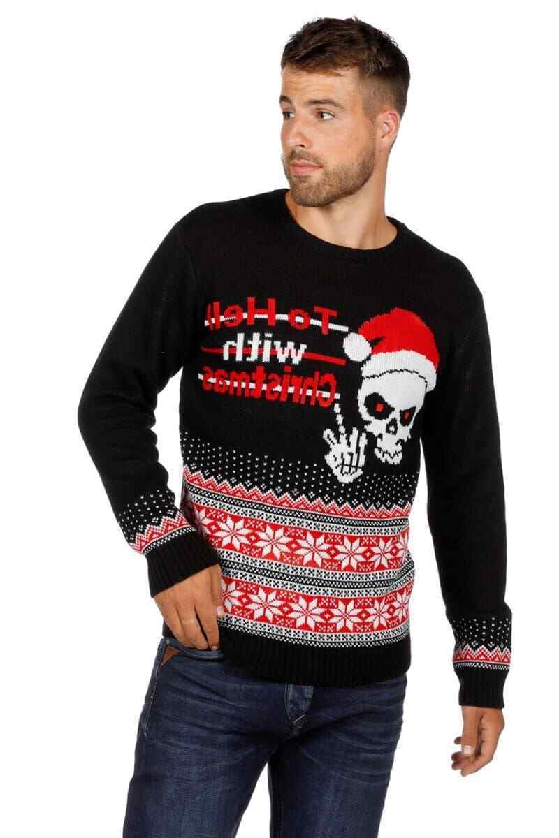 Weihnachtspullover Totenkopf Ugly Christmas Sweater Pullover Weihnachten S-XXL