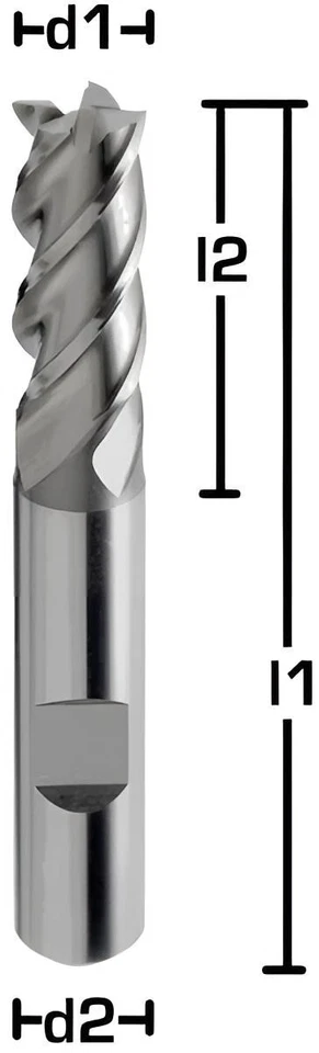 HSS-E (Co5%) Schaftfräser HB / Weldon, Typ N, DIN 844 40° Z=4 Fräser Ø 2 - 25 mm - Bild 2 von 4