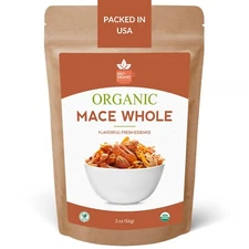 Organic Whole Mace Spice – Myristica Fragrans, Perfect for Cooking & Baking, 2OZ