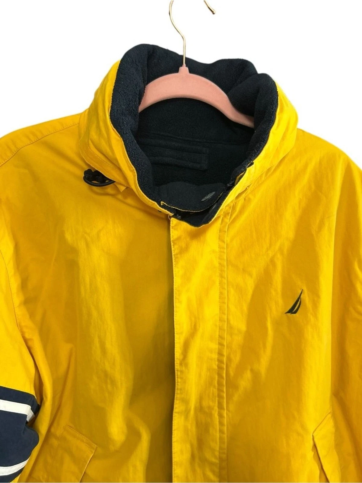Nautica Vintage 90s Yellow and Navy Reversible Sailing Windbreaker Jacket Size L - product detail image 3