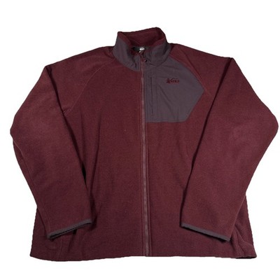 REI Fleece Jacket Men s 2XL XXL Full Zip Camping Trail Maroon Alpenfire Polartec