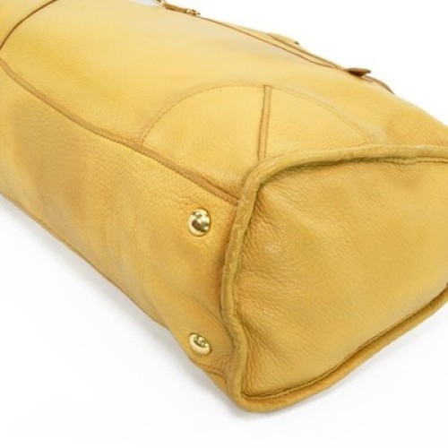 Authentic Prada 2-Way Shoulder Bag for Women, Yellow, Logo, Genuine Leather AUTH thumbnail 8