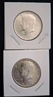 Lot Of 2, 1964 Kennedy Half Dollars, BU/AU, 90% Silver