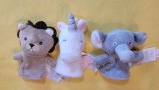 Carters Animal Finger Puppets Plush Lion, Elephant, Unicorn