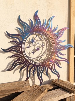 Celestial Sun Moon Wall Art, Metal Wall Decor, Star Constellation Sculpture