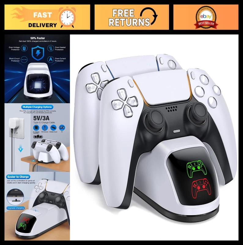 PS5 controller charging station and DualSense dock