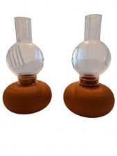 Boehner & Partner Terracotta Glass Round Brown Clear Bowls Glass Vases Set of 2