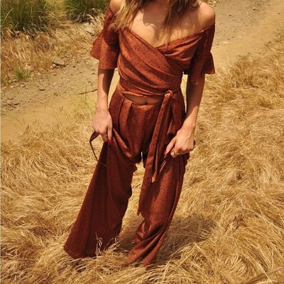 Le Rumi Size Medium Gene Jumpsuit in Tan Spot
