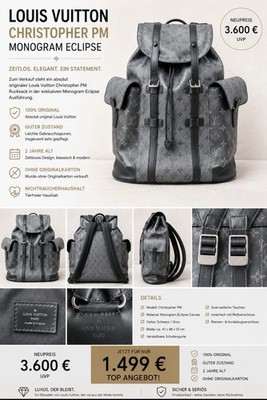 Original Louis Vuitton Rucksack Eclipse Monogram