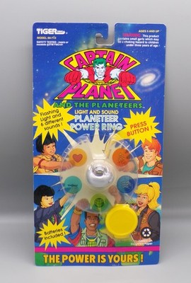 1994 vintage CAPTAIN PLANET Power Ring Silver Planeteer Tiger Toys MOC elements!