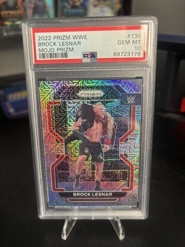 2022 PANINI PRIZM WWE #135 BROCK LESNAR MOJO PRIZM /25 PSA 10 GEM MT
