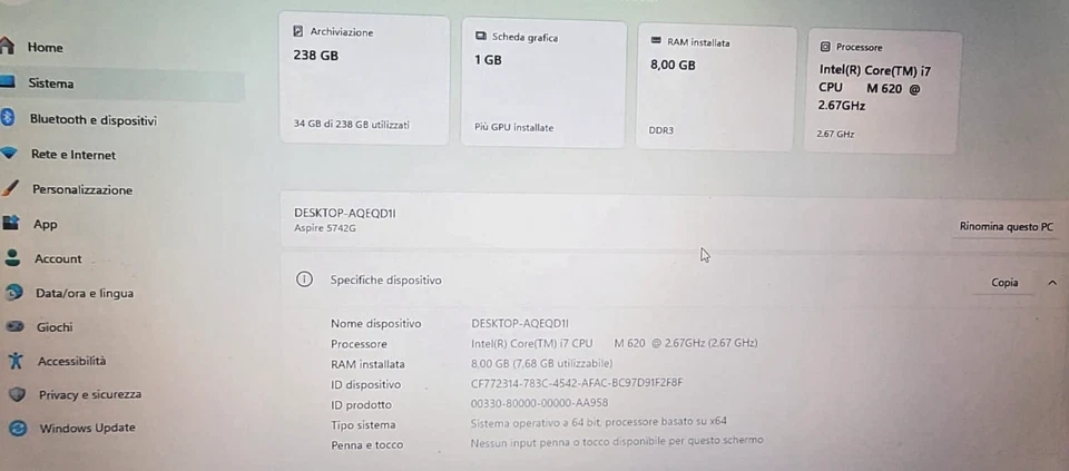 NOTEBOOK Windows 11 25H2 Intel i7 /8GB / SSD 256GB /GT540M 1GB / 15.6'' - Immagine 3 di 3