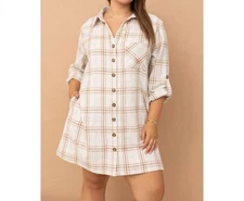 L Cozy Co Shirt Women Good Things Button Up Shacket Dress In Ivory Warm