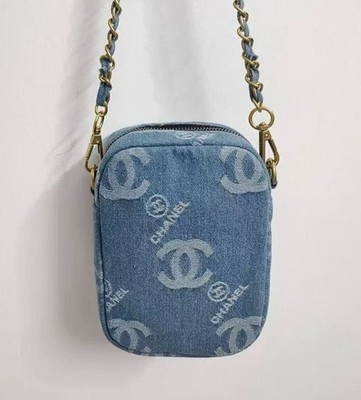 Chanel Denim Novelty Crossbody Makeup Bag With Gold Accents GWP VIP