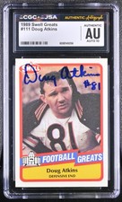 Doug Atkins Signed 1989 Swell Greats Card #111 Chicago Bears CGC AU JSA 10 Auto