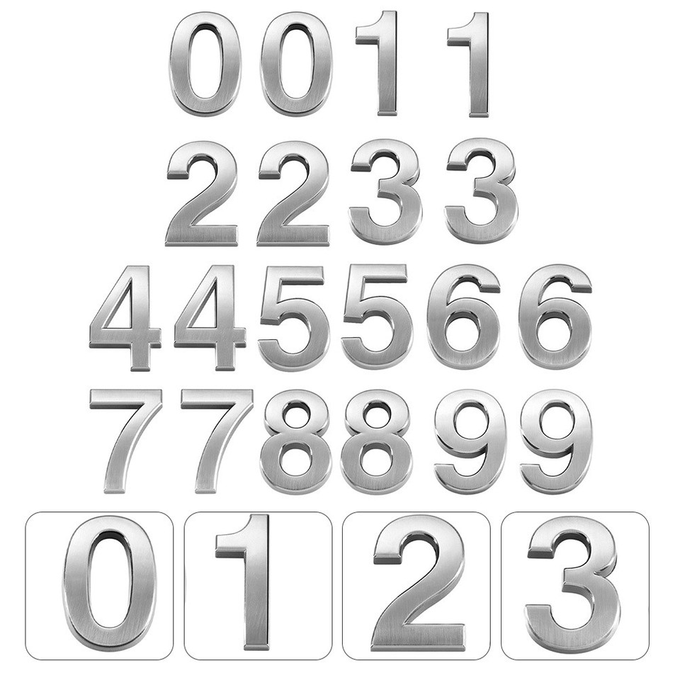 Plaque Numéro Porte 75mm Chromé Acier Inox 304, Chiffre 7