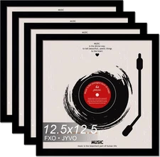 Vinyl Record Frame for the Wall Display Album Cover, 12.5x12.5-4PACK, Black 
