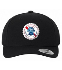 NEW KUSTOM HATZ x PABST BEER BOTTLE CAP CURVED SNAPBACK HAT BLACK MADE IN USA