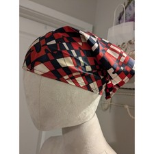 Vintage 60s Head Scarf Triangle Red White Blue Mod Gogo Style Geometric