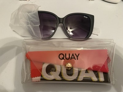 QUAY EVER AFTER MATTE BLACK SMOKE FADE SUNGLASSES ONE SIZE NEW