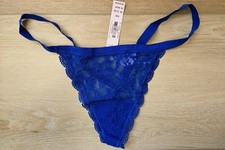 NWT Vintage Victoria's Secret Signature Waistband Sheer Lace V-String Panties M