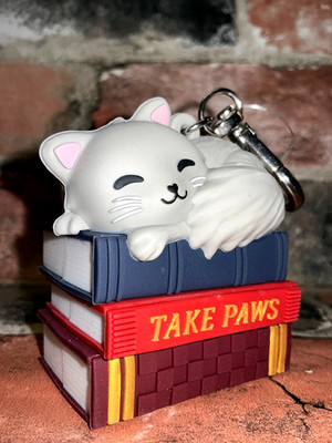 Bath & Body Works Gray Cat Book Stack PocketBac Holder Key Chain