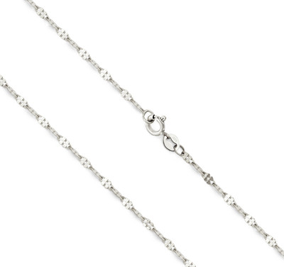 14K Weißgold Zopfkette Diamantschliff Schlitz Flachglied Spiegelkette 1,7mm breit