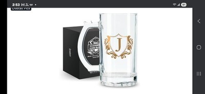 Onebttl Personalized 17oz Heavy Beer Mug With Handle. Letter J. Quality Stein