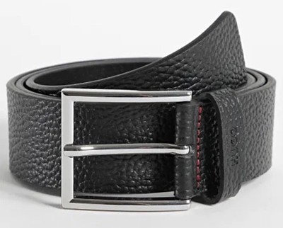 Hugo Boss Herren Leder Gürtel Schwarz Größe 105-40 Passt 38'' Nagelneu Weite Jeans