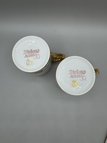 Department 56 Mug Cup Dickens Village Christmas Coffee Tea Gold Trim Set 2 - Picture 3 of 11