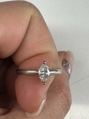 Helzberg Diamonds 14k White Gold Marquise Diamond Solitaire Ring 0.41ctw SI1 IGI