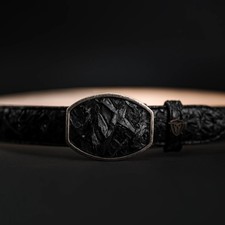 Genuine Exotic Pirarucu Monster Fish Western Belt with Removable Buckle - Black