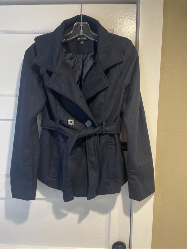 Brand New Women’s Navy Wool Polyester Pea Coat Small Medium