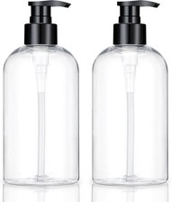 Empty Plastic Pump Bottles Dispenser 2 Pack Clear Refillable Pump Bottle for