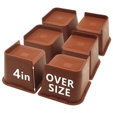 HANIHUA 6-Pack Brown 4" Heavy Duty Bed Risers - Oversized Furniture Lifts 6500lb