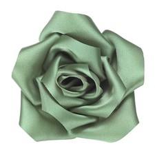 Large Satin Rose Flower Lapel Pin Brooches for Women 11cm, Army Green 