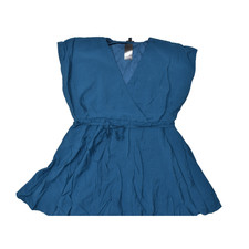 Torrid Plus Size 2 (18-20) Blue Mini Surplice Georgette Tie-Waist Dress NEW