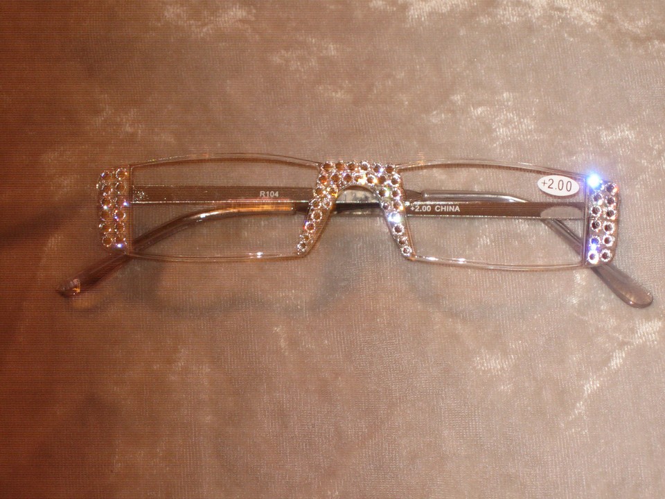 Made with Swarovski Crystal Jeweled Reading Glasses Bling +2.00 Frames