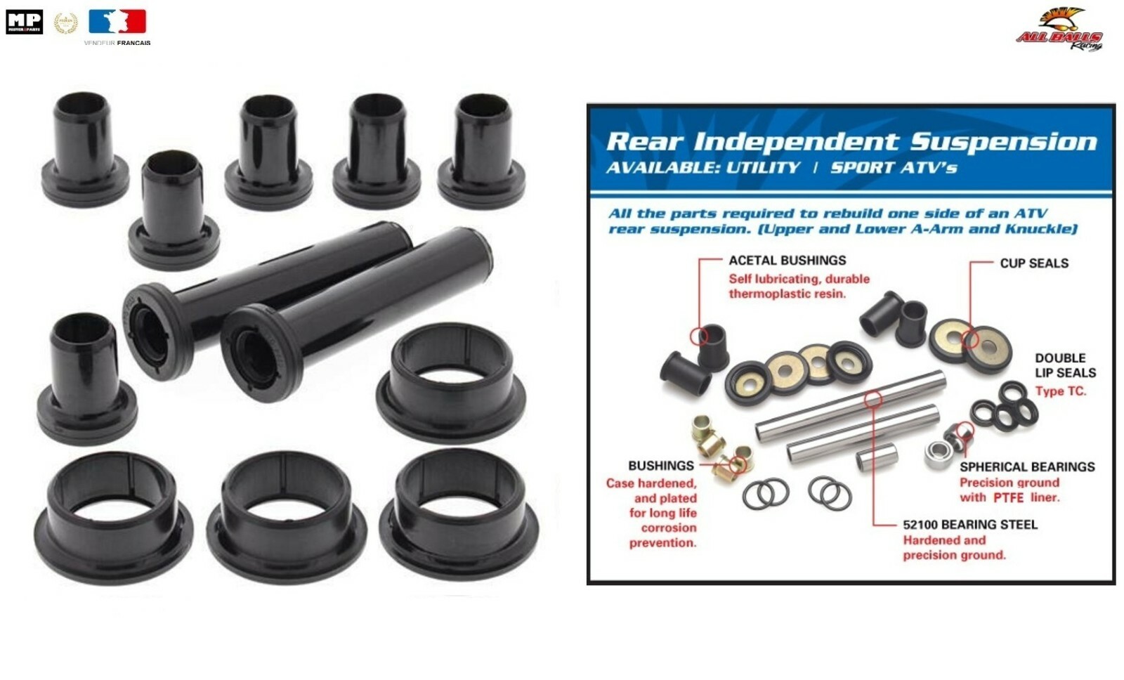 Kit Roulement Arrière 50-1046 pour Réparer la Suspension du Polaris Sportsman 325