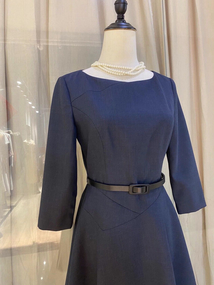 New French Women Retro Fashion Dress Swing Ladies Midi Elegant