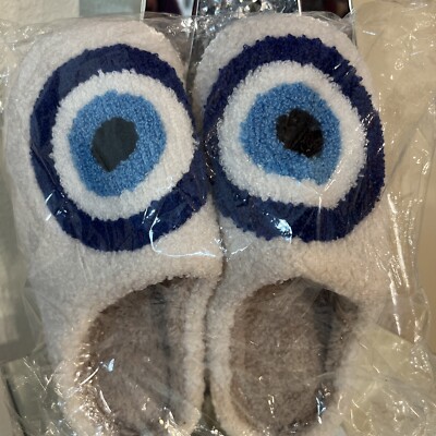 Evil Eyes Slippers Cozy Warm Plush House Shoes for Women 9/10 Or