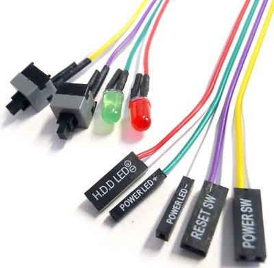 Power ON Reset Taster Kabel für PC Computer Gehäuse LED Ein Aus Schalter Taste