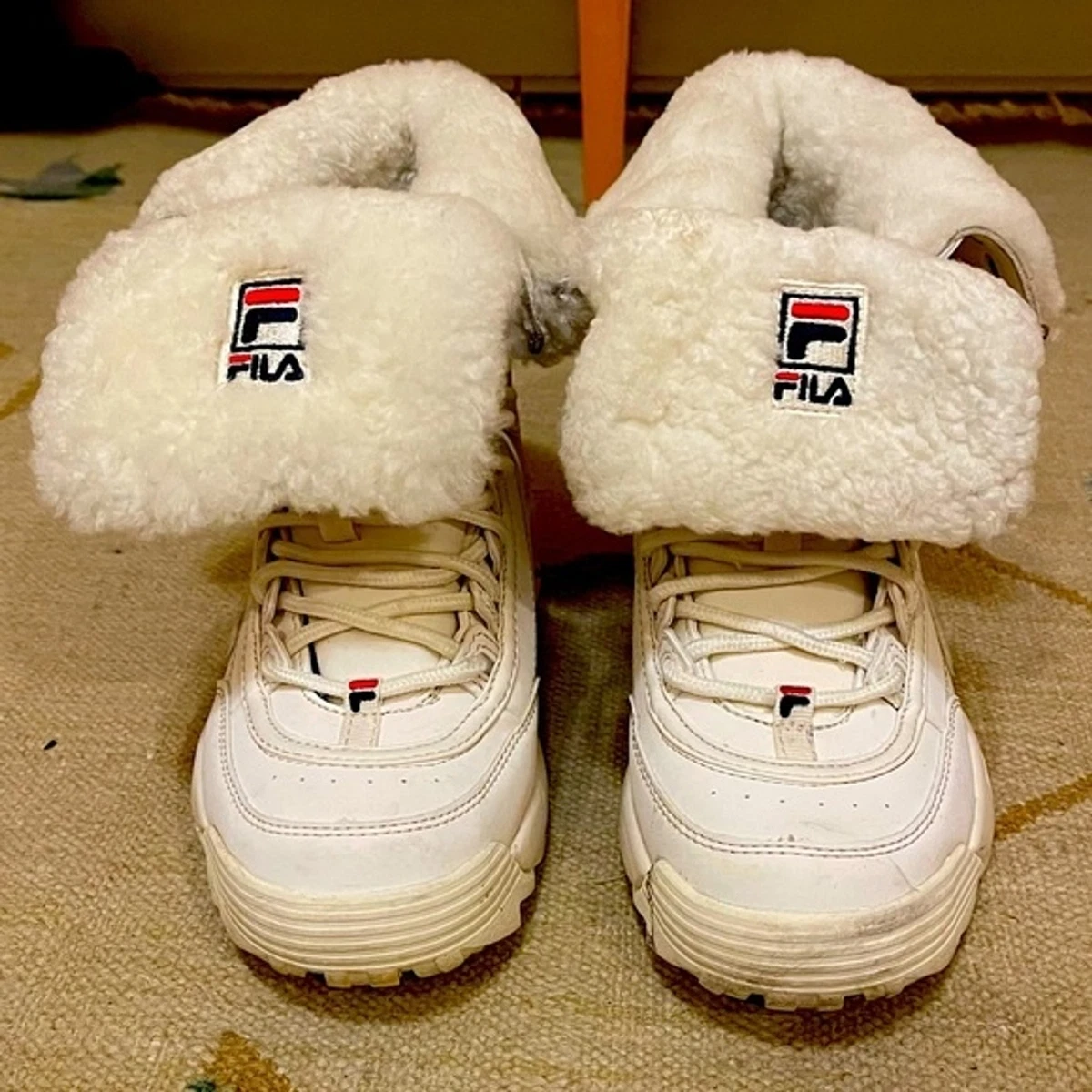 High top filas with fur sale