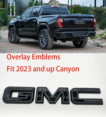 Rear Tailgate GMC Gloss Black Matte Black OVERLAY Emblem Fit 2023+ GMC Canyon