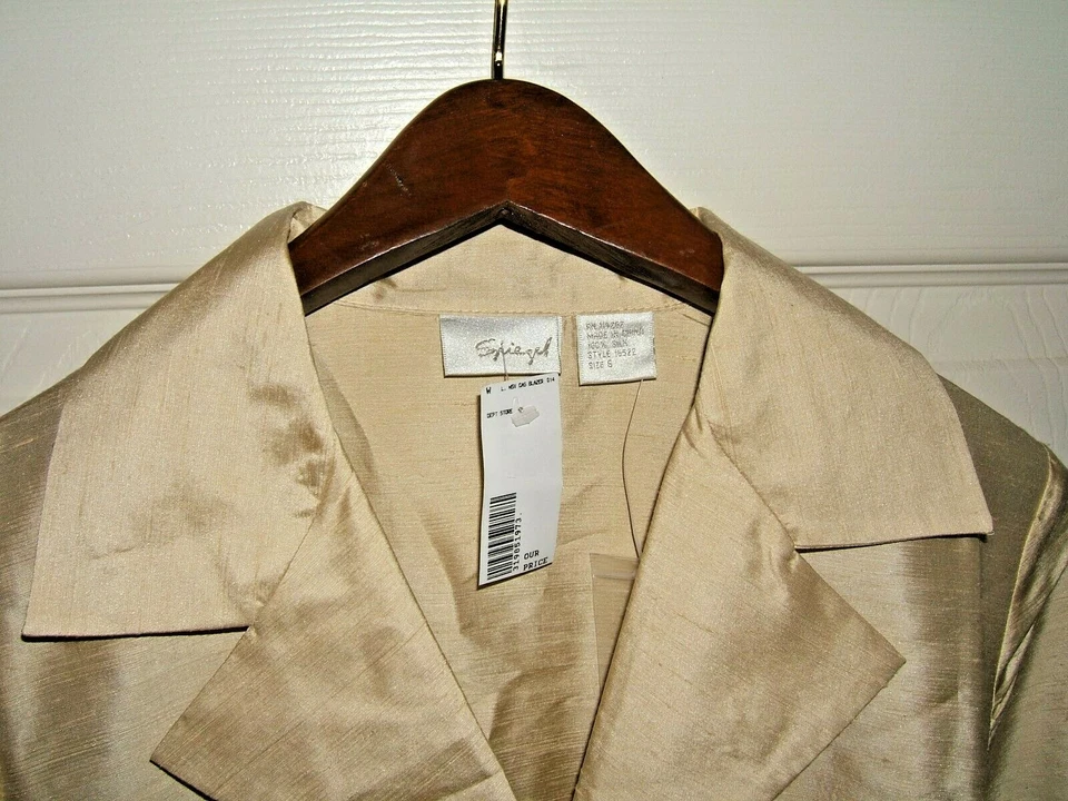 Blazer Spiegel Talla 6 100% Seda Beige Damas (Nuevo con Etiquetas) Foto 4 de 4